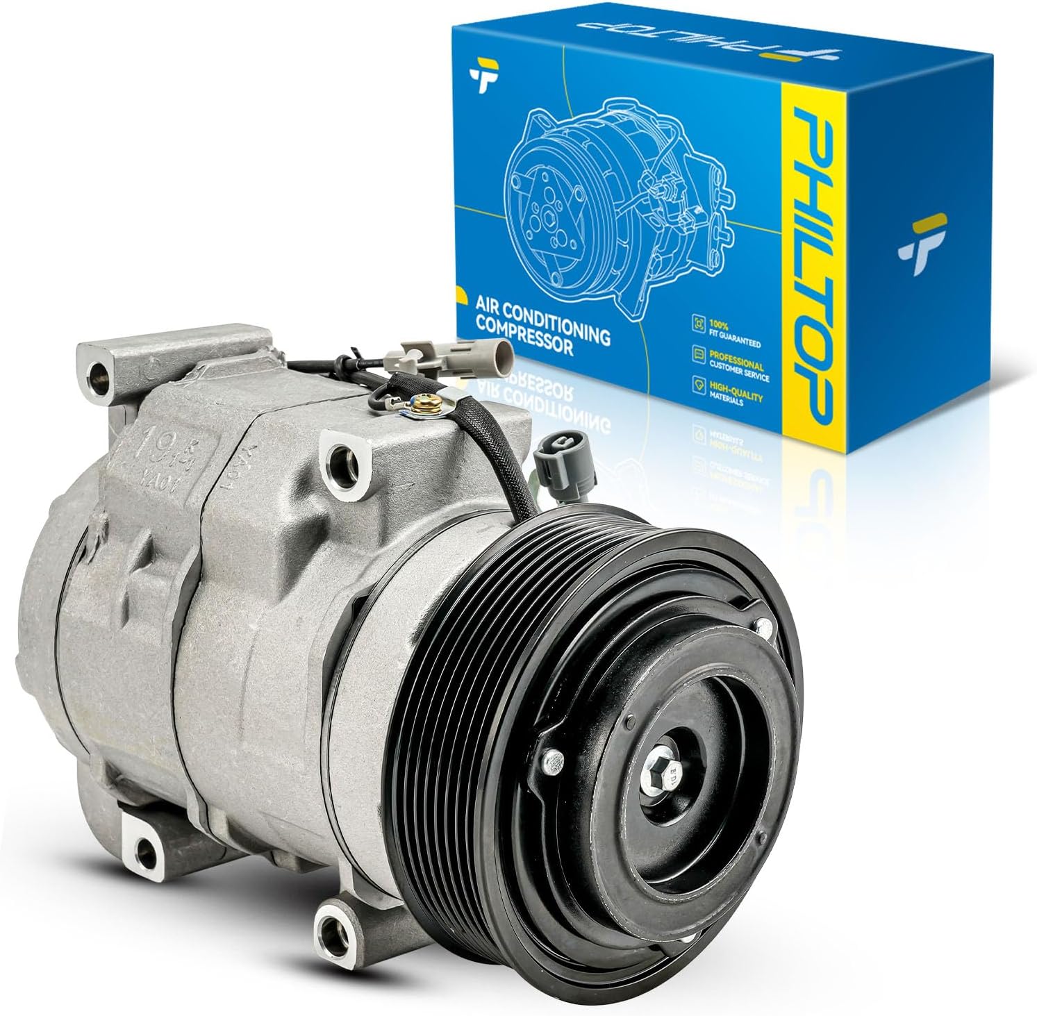 PHILTOP 158327 AC Compressor with Clutch for LEXUS GX460 2010-2023, Sequoia 2010-2022, LX570 2008-2011 2013-2021, LandCruiser 2008-2011 2013-2021, Sequoia 2008-2009 5.7L, Air Conditioning Compressor
