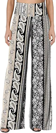 JZC Women's Palazzo Lounge Pants Stretchy Wide Leg Casual Pants Comfy High Waist Flowy Pants S-3XL