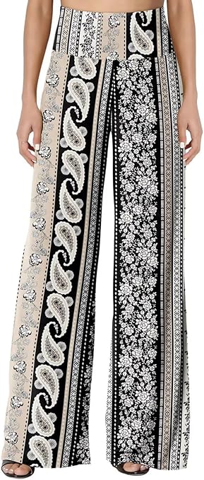 JZC Women's Palazzo Lounge Pants Stretchy Wide Leg Casual Pants Comfy High Waist Flowy Pants S-3XL