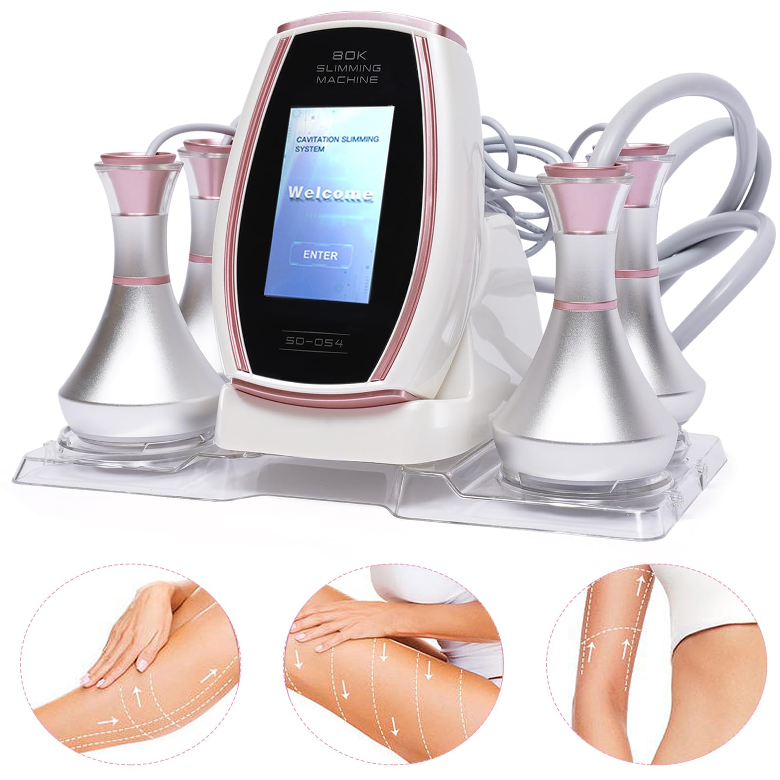 Macchina dimagrante, dispositivo a radiofrequenza 80K, massaggiatore elettrico per la cellulite da 220 V, con touch screen a LED, per perdita di peso ad alta frequenza, per viso, pancia