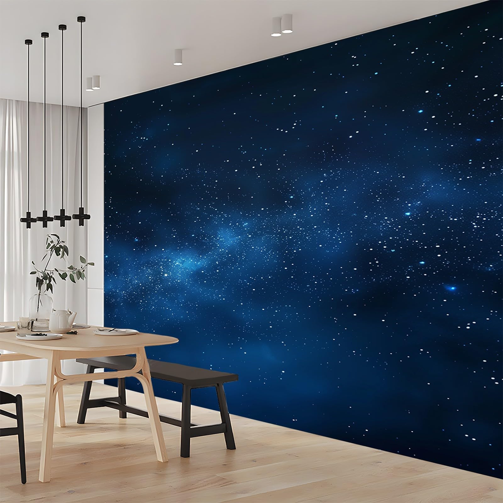 Fototapete 3D Effekt Sternenhimmel Dunkelblau 400x280 cm Vliestapete Wohnzimmer Schlafzimmer Vlies Tapete Art Wandtapete UV-Beständig Wanddekoration Tapete