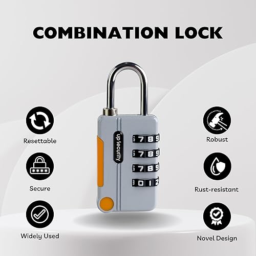 Miniatura 3 de Cerradura de combinación de 4 dígitos para casillero, cerradura de casillero de gimnasio con código, combinación de candado pequeño, candado