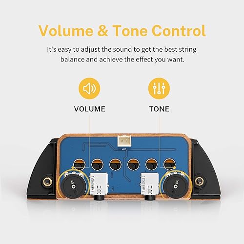 Miniatura 7 de Donner Pastilla de guitarra acústica, pastillas de guitarra, pastilla activa de caoba con micrófono, cabezales ajustables Humbucker