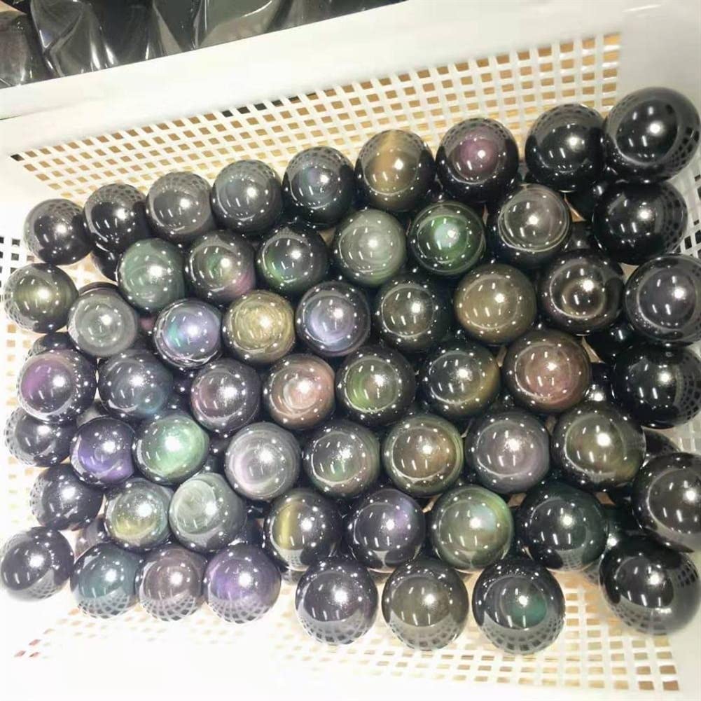 Piedras de Bola de Esfera de Cristal de luz de Flash de obsidiana Negra Natural for decoración del hogar(48-50MM)