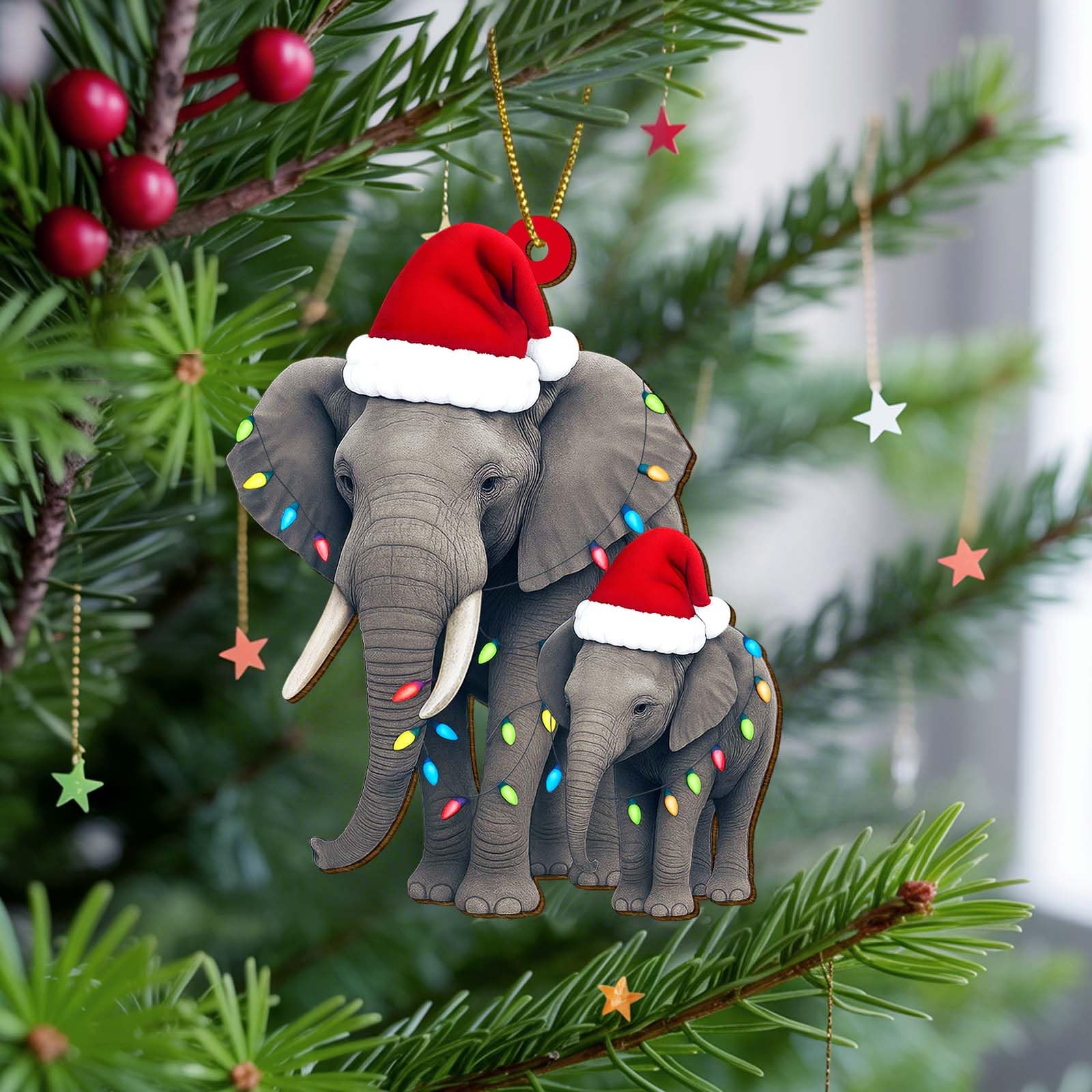 Cute Animal Christmas Ornaments - Wooden Hanging Decorations -6