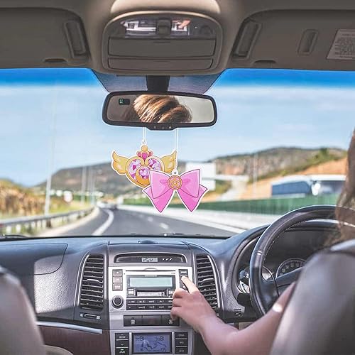 Miniatura 4 de L1rabe Ambientador de coche Anime Moon Cat Artemis chips de incienso, 4 estilos y aromas de anime, luna, gato, artemis, espejo retrovisor de coche,