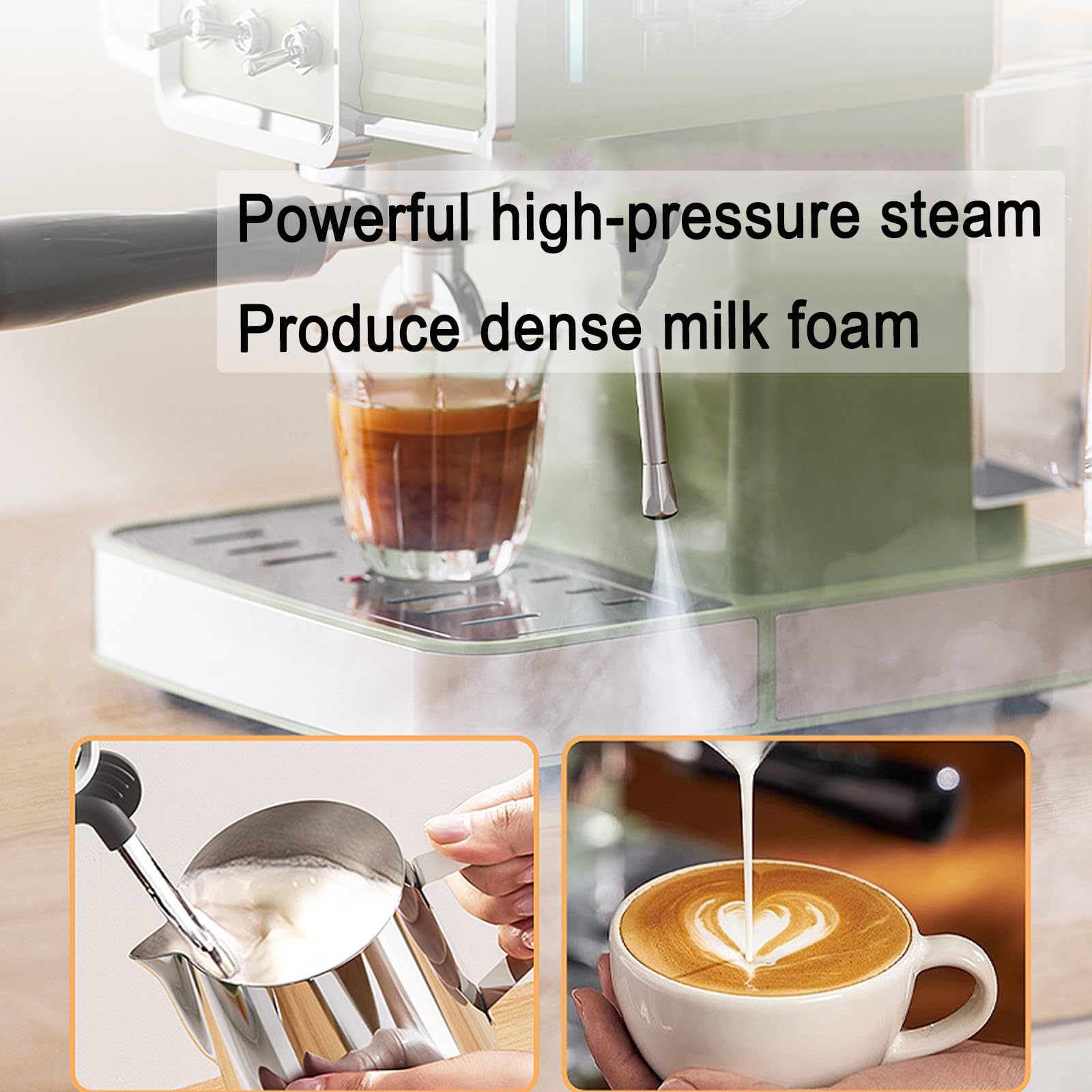 Cafetera Espresso de 15 Bares con espumador de Leche, Control de presión de Vapor, depósito de Agua extraíble de 1,6 l, cafetera Profesional de 1350 W, Ideal para Baristas en casa