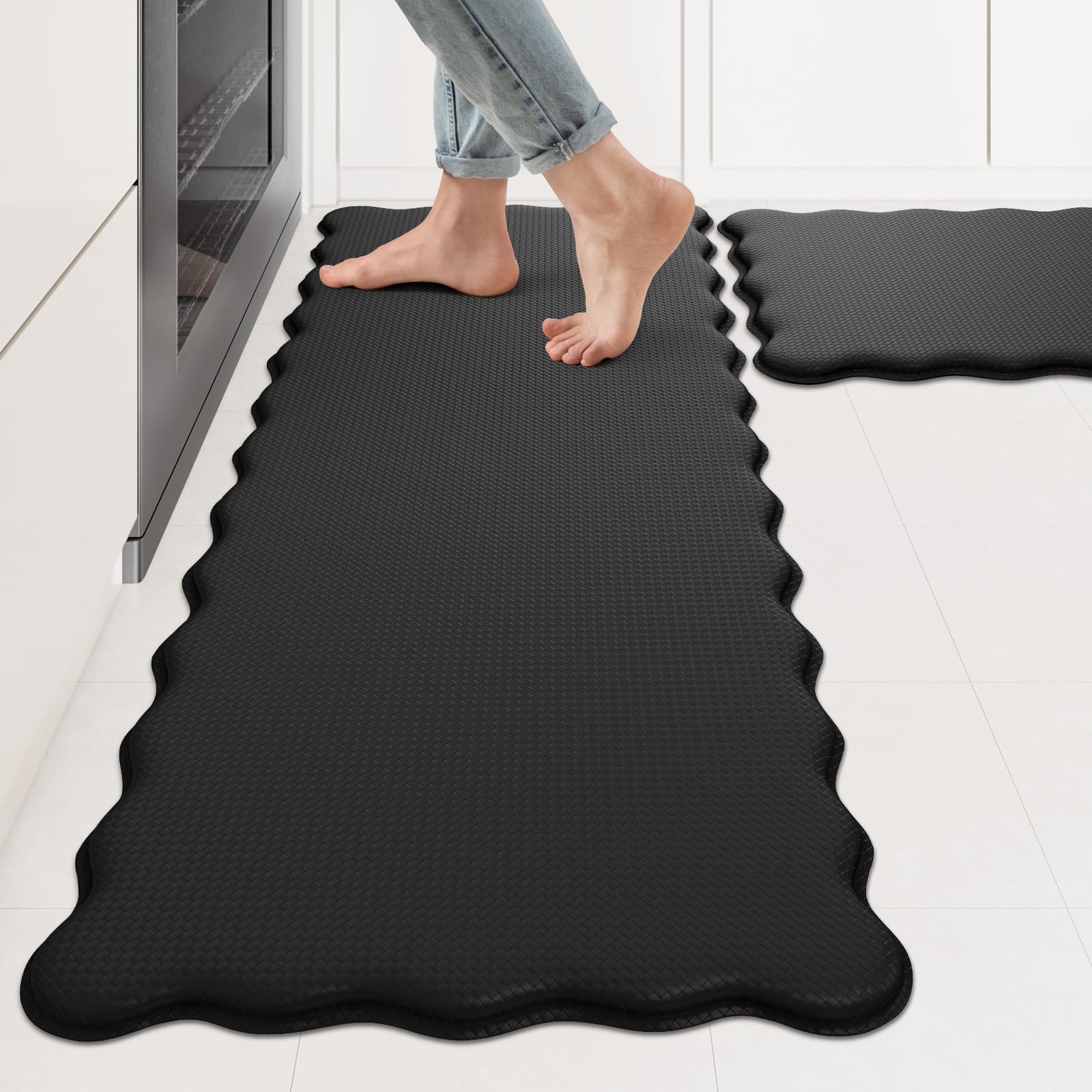 Photo 1 of KIMODE Anti-Fatigue Kitchen Mats (2-Piece Set, Black)