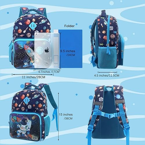 Miniatura 4 de HAPPYSUNNY Mochila para niños de 15 pulgadas para niñas y niños, mochila escolar para niños de 3 a 5 años, regalo de Navidad, Galaxy 15', Mochilas