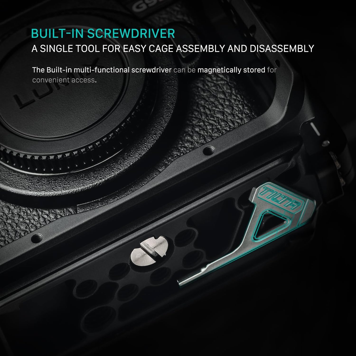 Camera Cage for Panasonic G9 II Basic Kit | NATO Rail, Cold Shoe, and 3/8"-16 and 1/4"-20 Threads | ARCA BasePlate | Supports 15mm Rod Accessories | Black | TA-T63-A-B