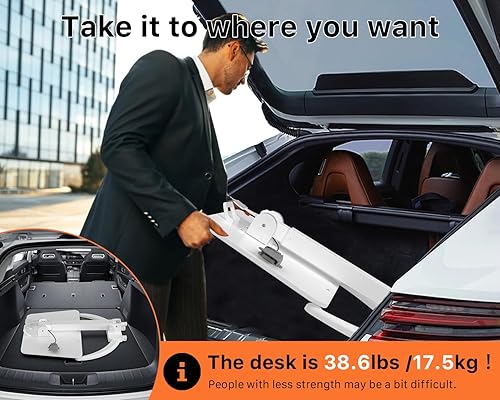 Miniatura 8 de JOY worker Escritorio móvil plegable de pie, escritorio de pie ajustable en altura, mesa de computadora portátil con ruedas inclinable de 90,