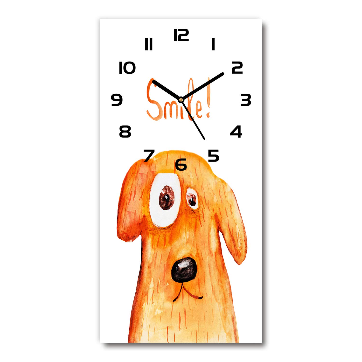 Horloge en verre 30x60cm silencieuse aiguilles noires salon design Tulup Chien
