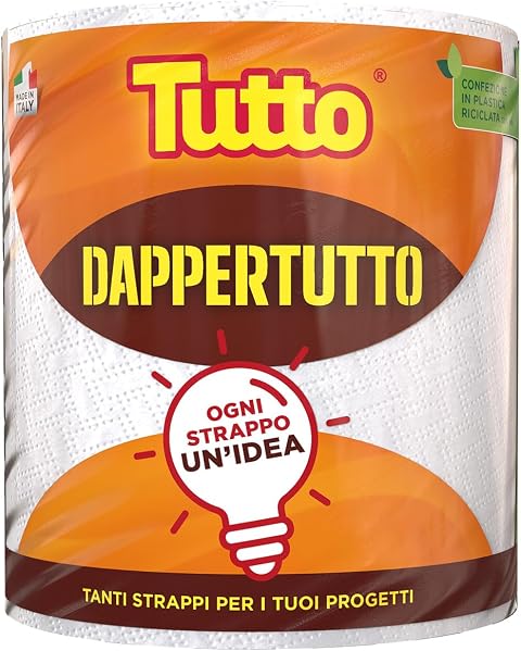 Tutto Nuova Bobina Dappertutto 400 Strappi 2 Veli, 1 Pezzo, Carta Multiuso Super Assorbente, 100% Made in Italy