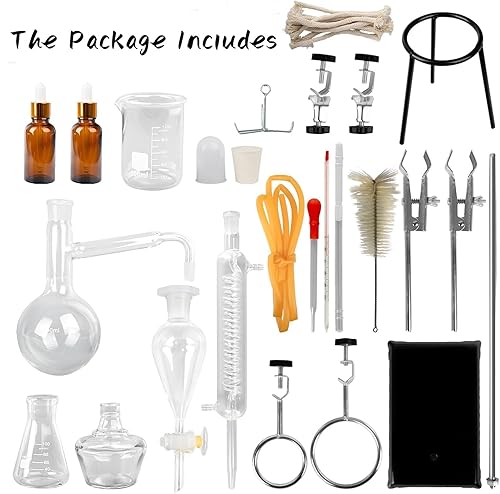 Miniatura 8 de Destilador casero Destilación para hacer tu propio aceite esencial, Moonshine, 3.3 Boro Alcohol Distiller Chemistry Lab Glassware Kit,Glass
