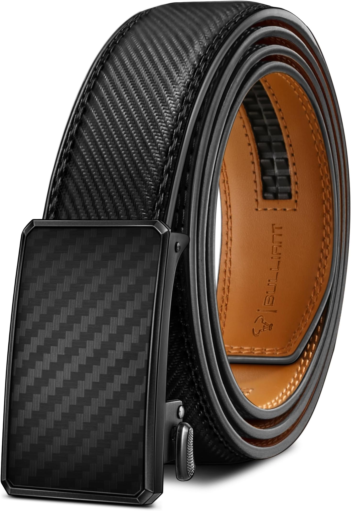 Men Belt-Ratchet Leather Adjustable Belt tailless For Gift Men Dress Casual Jeans 1 3/8" Hiding Tail-Cut For Fit