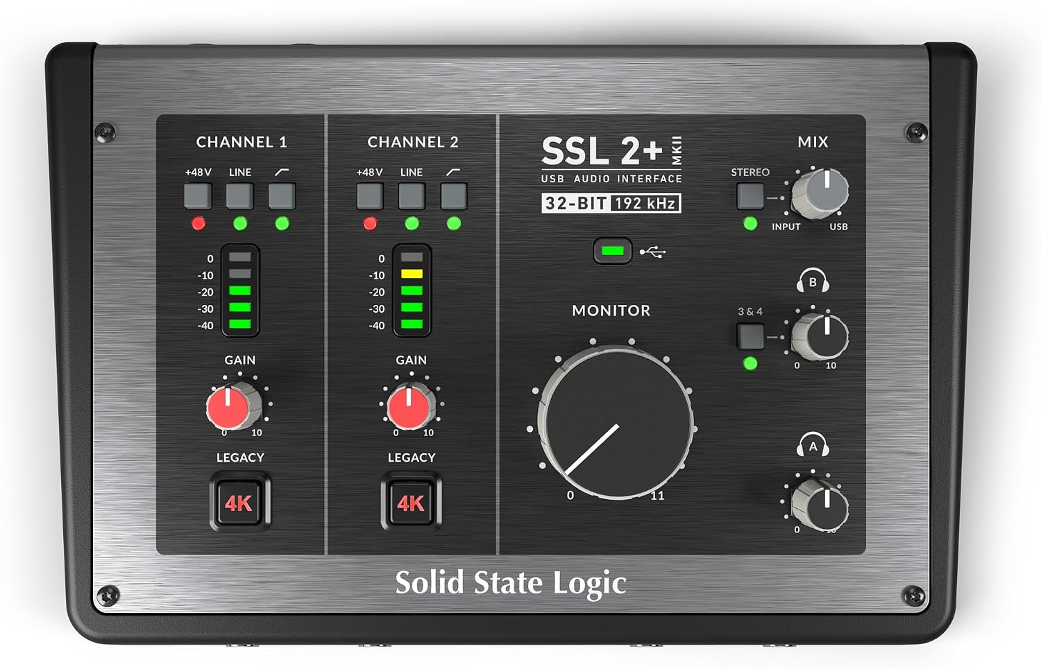 Solid State Logic 2 MKII Plus USB-C Audio Interface 2x4 | Four Balanced Outputs, and Class-Leading Mic Preamps