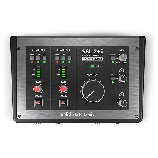 Solid State Logic SSL 2 Plus MKII USB Audio Interface with Dual Headphones, Four Balanced Outputs, and Class-Leading Mic Preamps