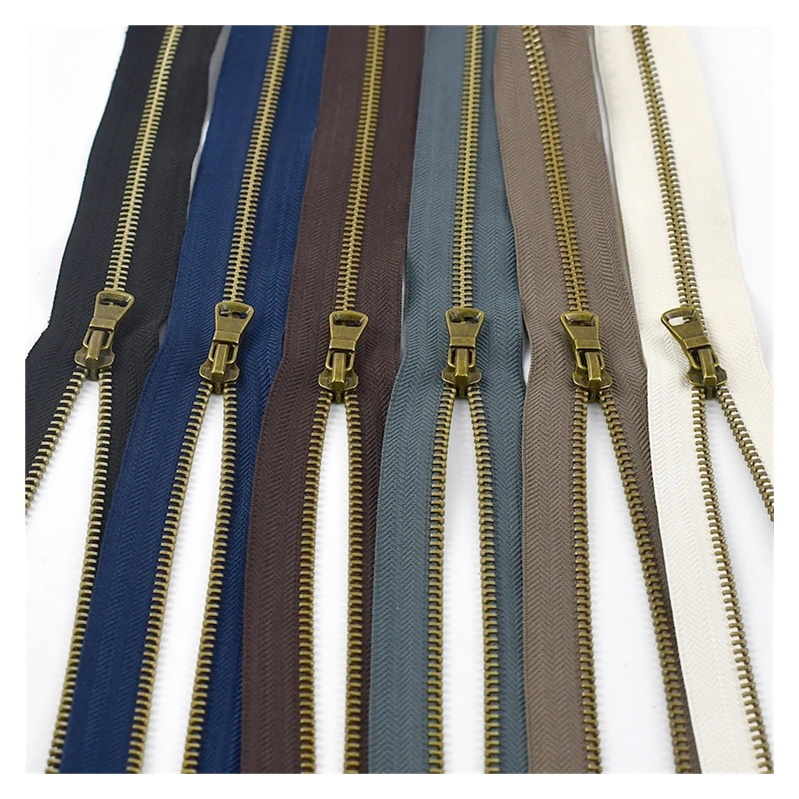 Cremallera Doble Apertura Cremalleras metálicas de bronce, 2-10 Uds., 5#, 40-80cm, cremallera extremo abierto for coser ropa, cremalleras for prendas, chaquetas