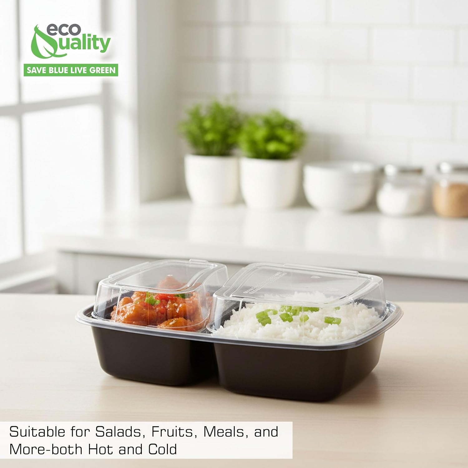 [25 Pack] 2 Compartment Microwavable Meal Prep Containers with Lids 36 oz, Reusable Bento Box, Food Storage Containers | BPA Free | Stackable | Lunch Boxes, Microwave/Dishwasher/Freezer Safe