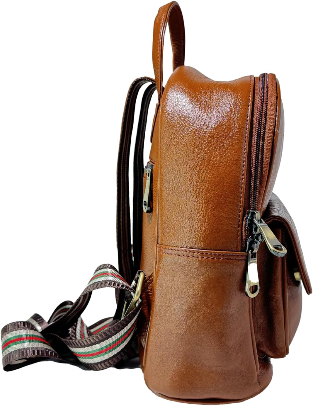 Genuine Leather Luxury Mini Backpack Multi-functional Elegant Daypack Shopping Travel Leisure (Tan)