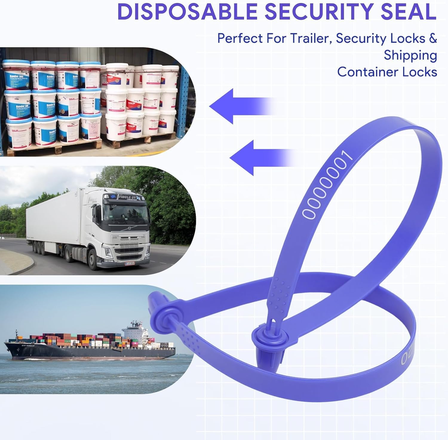 1000 Pcs Plastic Truck Trailer Door Seals, Tamper Evident Security Tags, Safety Number Zip Ties with Labels for Trailer Logistics Transport Package Shipping, Blue - Image 6