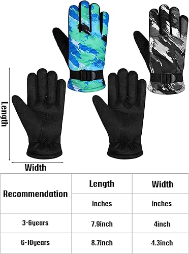 Miniatura 3 de SATINIOR 2 pares de guantes de nieve gruesos para niños, guantes de esquí para niños pequeños, guantes de invierno cálidos e impermeables para niños