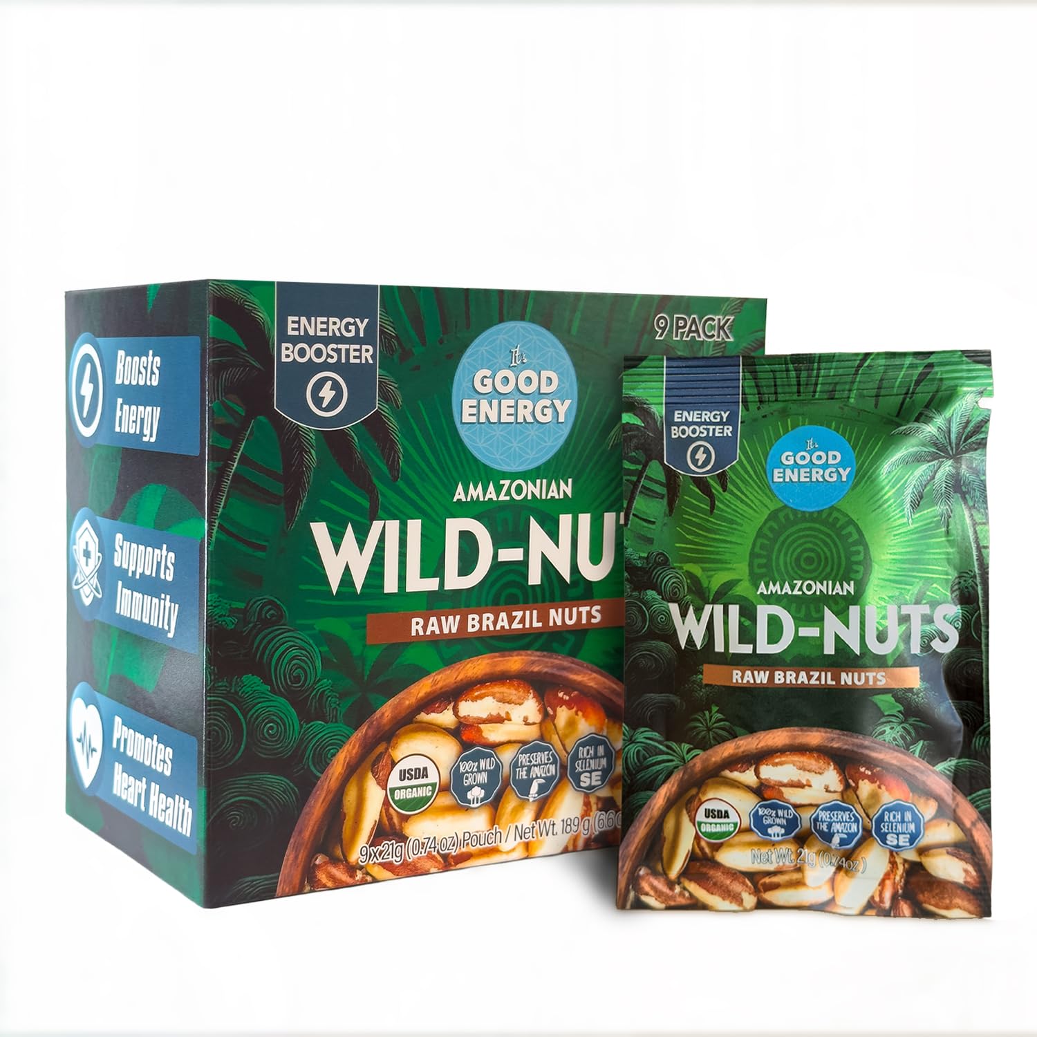 It's Good Energy Organic Brazil Wild Nuts | Raw Brazil Nuts | 100% Wild Grown, Sustainably Collected | Prevents Deforestation | Rich in Selenium | Non-GMO, Natural Snack | 1 LB