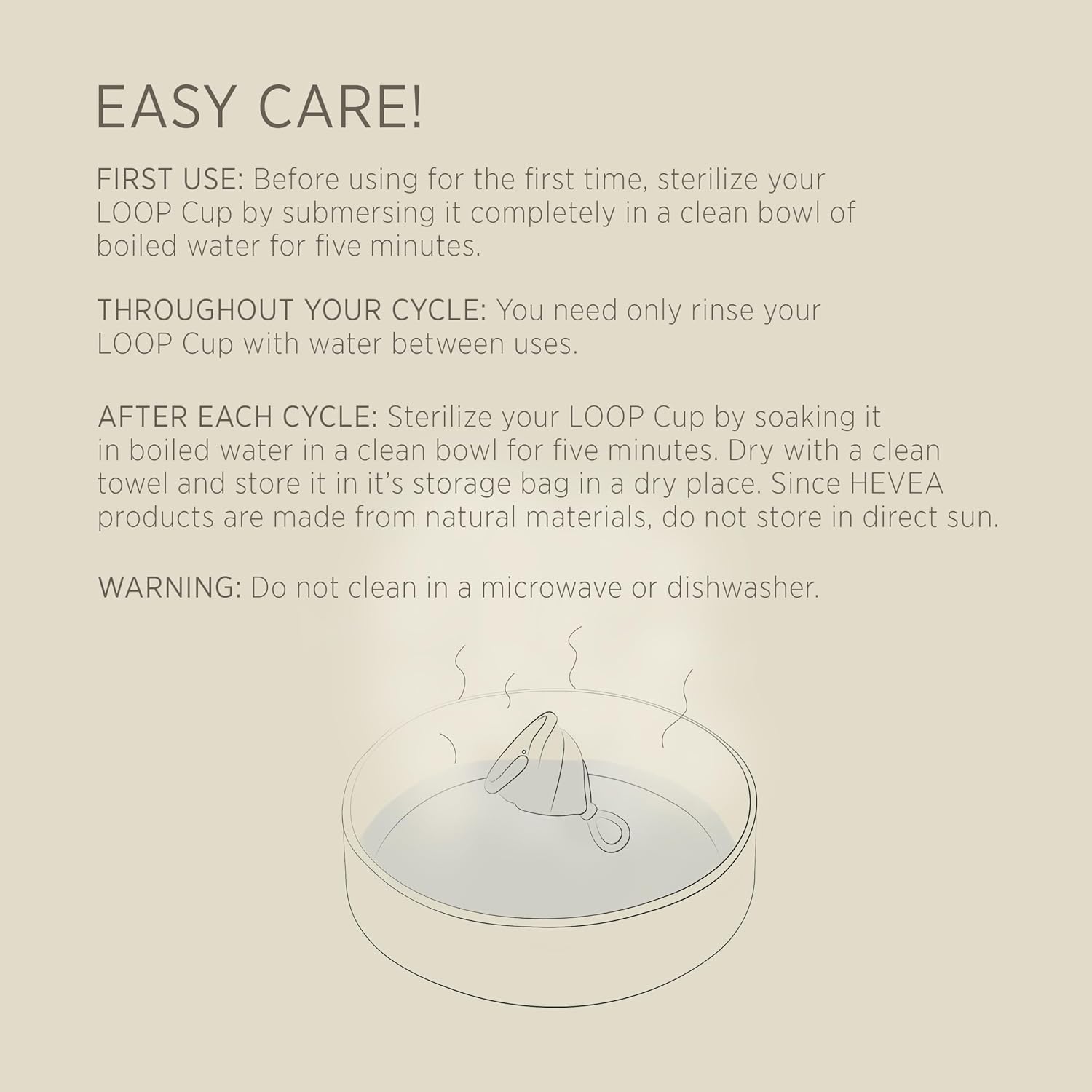 Hevea Loop Menstrual Cup Combo-Pack Size 1&2 (Natural), Made from 100% Natural Rubber - Softest Period Cup - Wear for up to 12 Hours