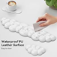 Vista 6 de TECKNET Cloud - Juego de reposamuñecas para teclado, reposamuñecas Cloud con base antideslizante, almohadilla de muñeca de piel sintética