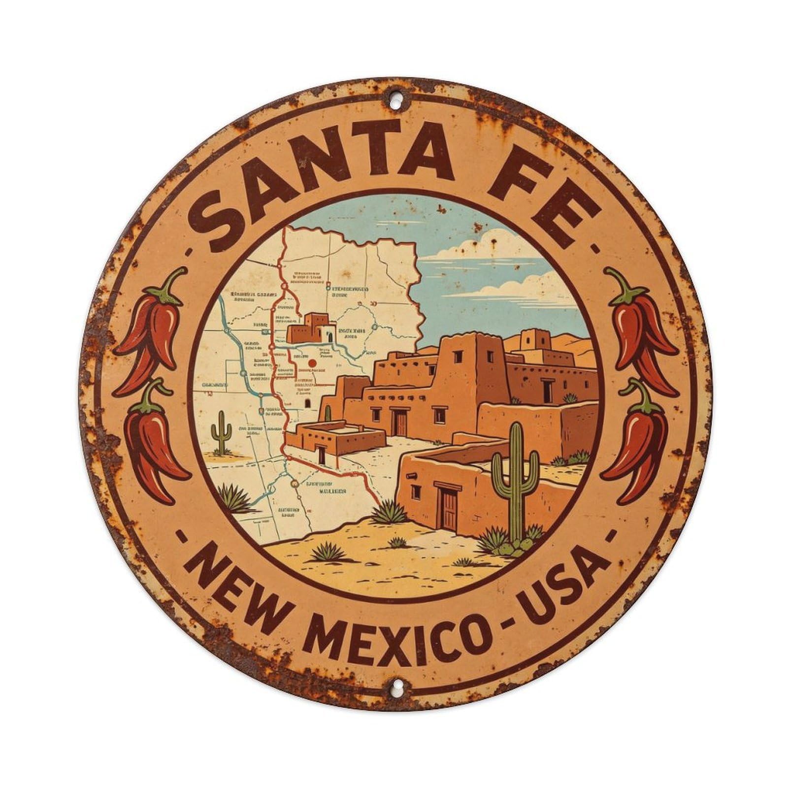 Santa Fe Metal Tin Sign Plaque