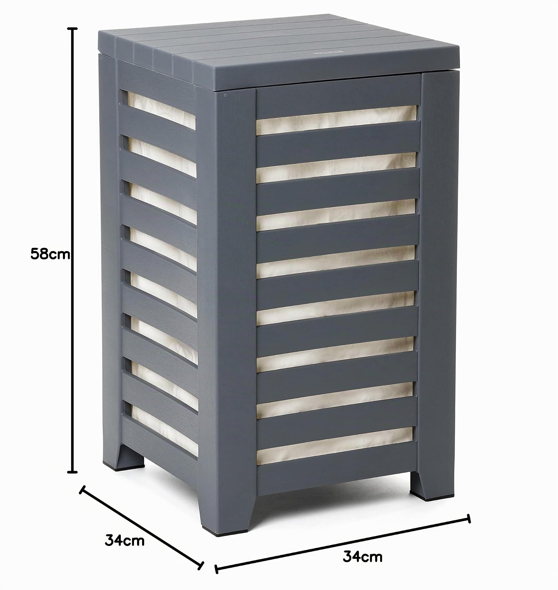 TATAY Cesto Biancheria Lombok 34x34x58 cm Senza BPA Polipropilene | Cesto Biancheria Casa | Capacità 55 L | Misure 34x34x58 cm | Materiale Senza BPA | Polipropilene Resistente, Grigio
