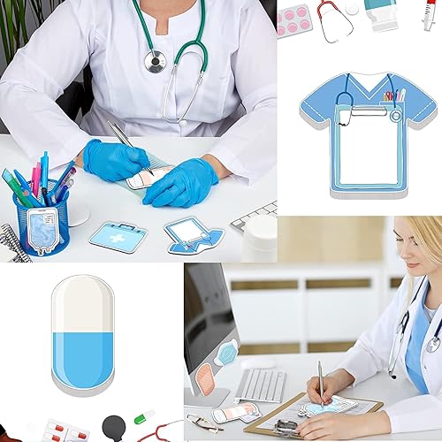 Miniatura 6 de Paquete de 16 mini notas adhesivas divertidas para enfermera, estudiantes de enfermería, artículos esenciales para la escuela, cuadernillo de notas