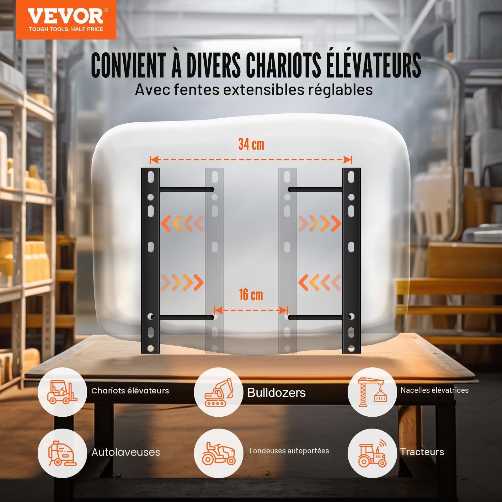 VEVOR Siège de Chariot Élévateur à Fourche Universel Siège de Tracteur avec Micro-interrupteur Trous de Drainage Fente Étendue 160-340 mm Siège Confortable pour Chargeur Excavateur Tondeuse à Gazon