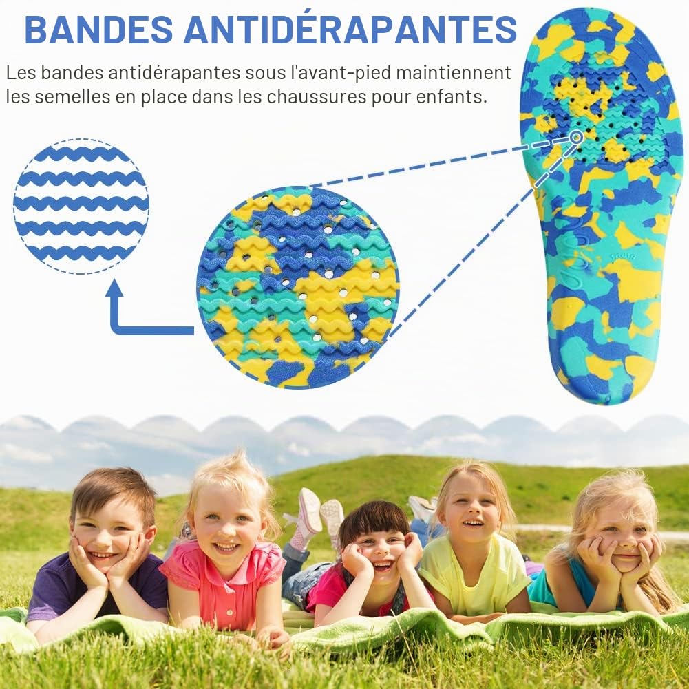 Ailaka enfants semelles orthopédiques soutien voûte plantaire, coussin de mousse Eva pour pieds plats pour enfants, fasciite plantaire(30-32 EU/32-34 CN)
