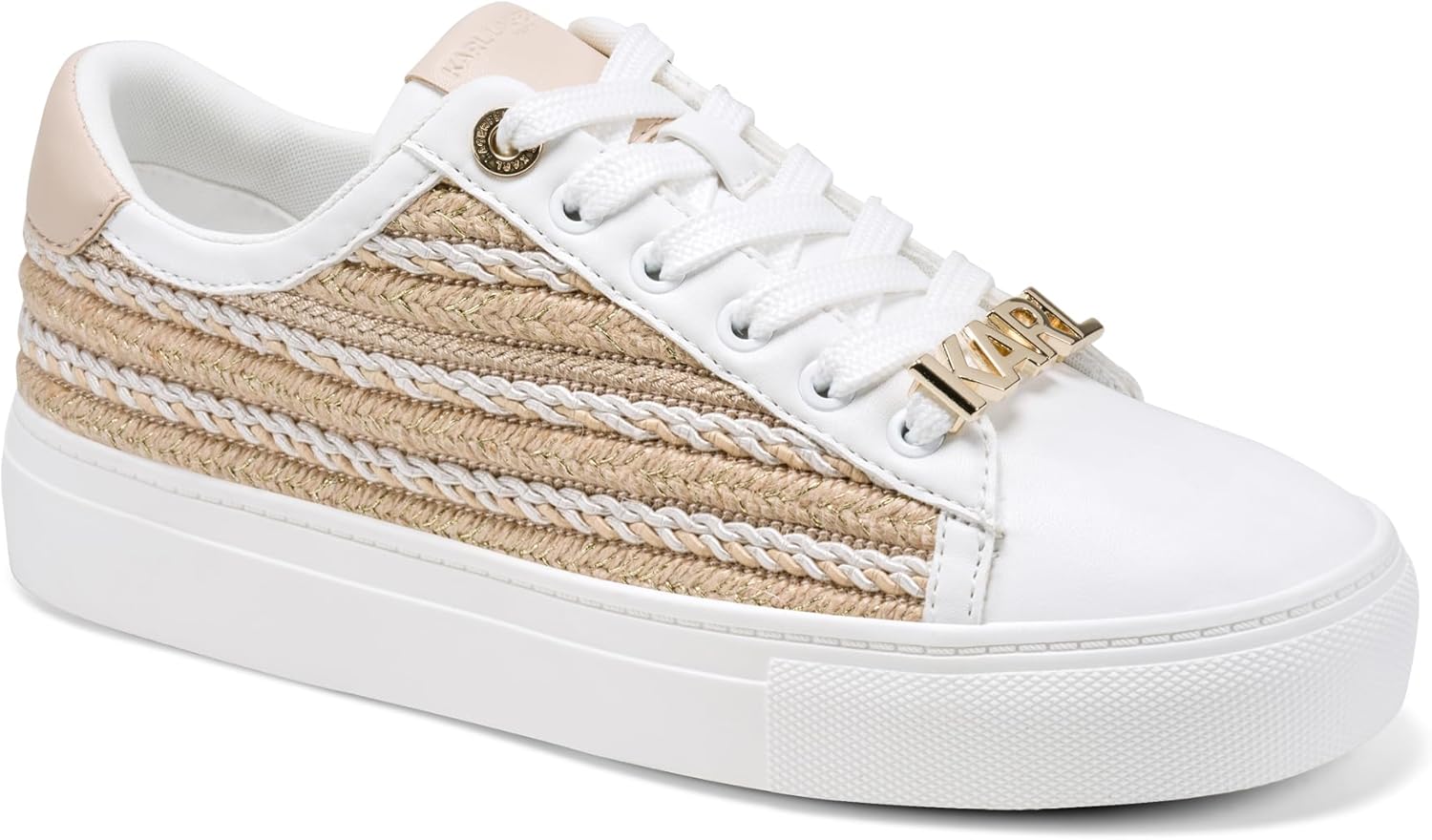 Karl Lagerfeld Women's Cate Lace Up Sneaker with Espadrille Detail