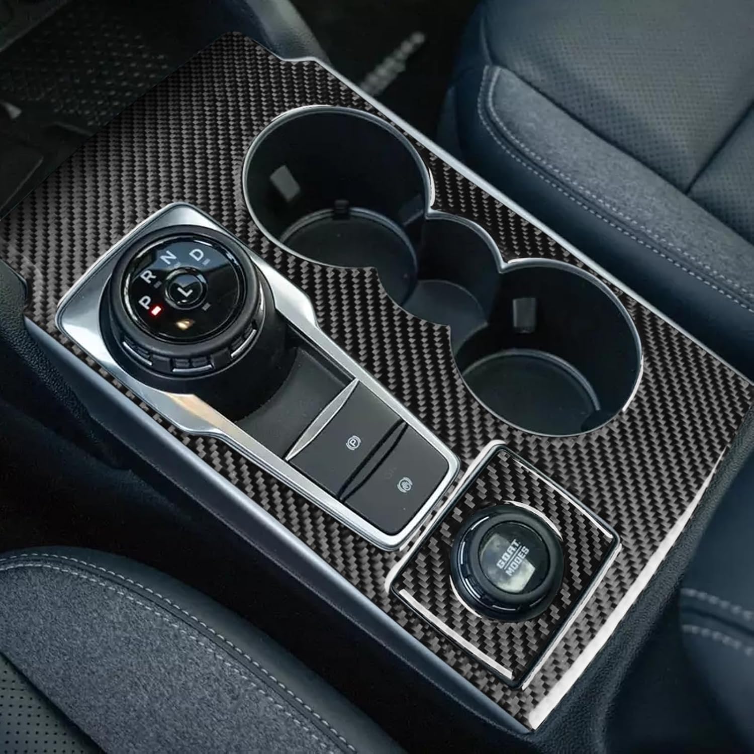 NVCNX Real Premium Carbon Fiber Compatible with Ford Bronco Sport 2021 2022 2023 2024 2025 Car Center Console Gear Shift Panel Cover Interior Trim Accessories Black - B