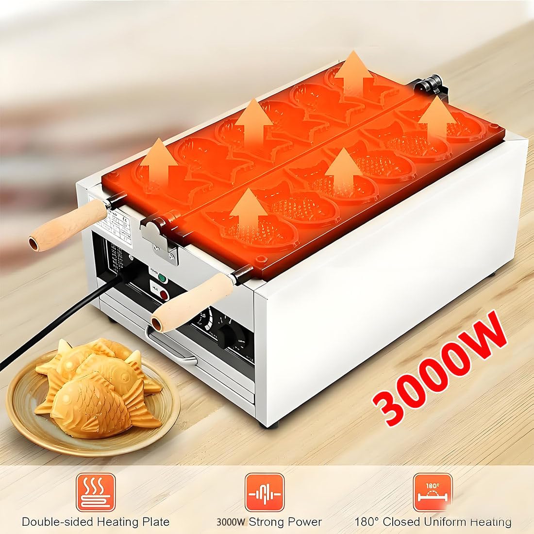 Elektryczna Gofrownica Taiyaki,Regulowana W Temperaturze 50-300°c,Nieprzywierająca Gofrownica Ryb,Samodzielnego Gotowania,Na Przyjęcia Domowe I Przygotowywania Deserów