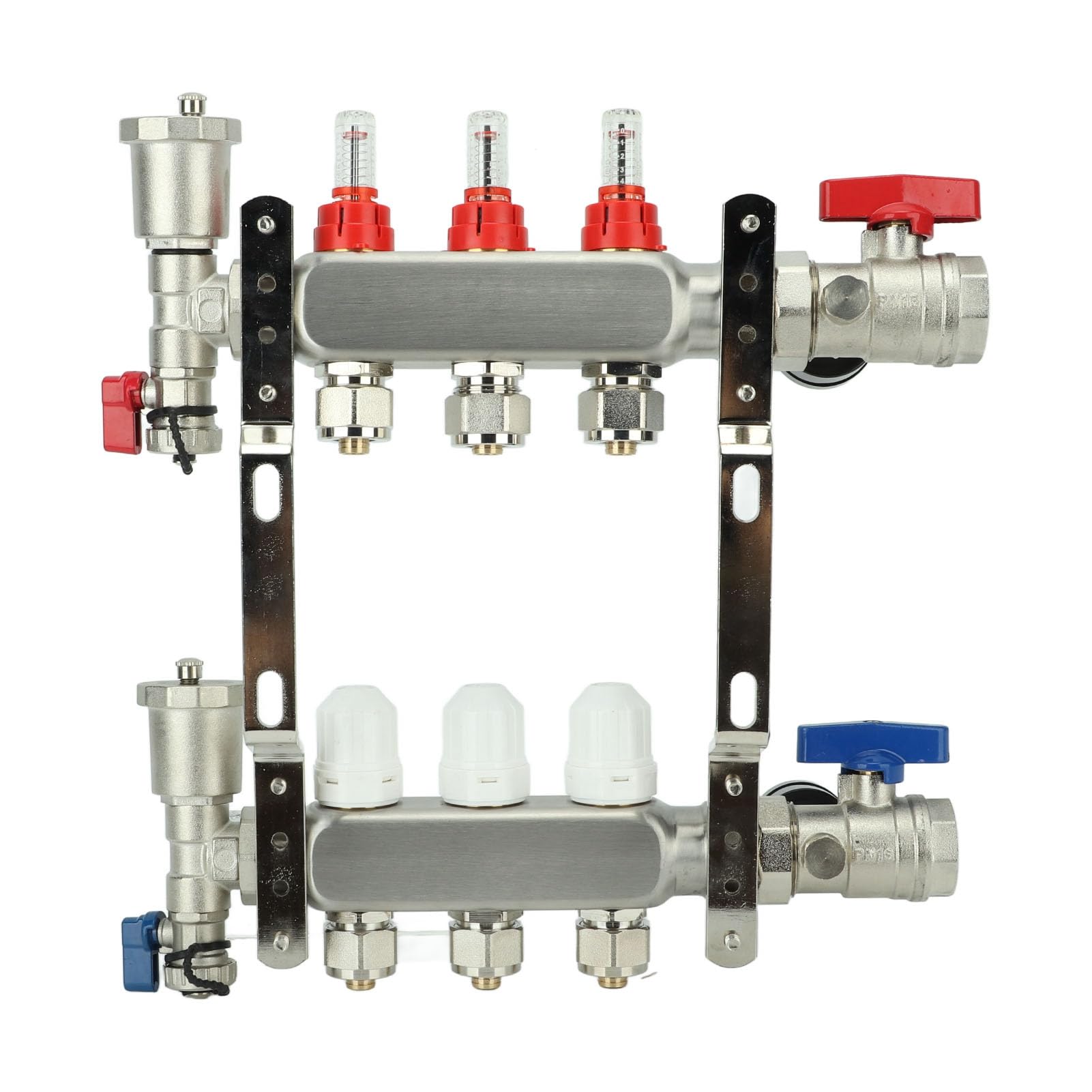 Jeanoko Kit de Colector de Calor Radiante de 3 Bucles con Componentes de Acero Inoxidable 304 para un Control Eficiente de la Temperatura en Calefacción por Suelo Radiante