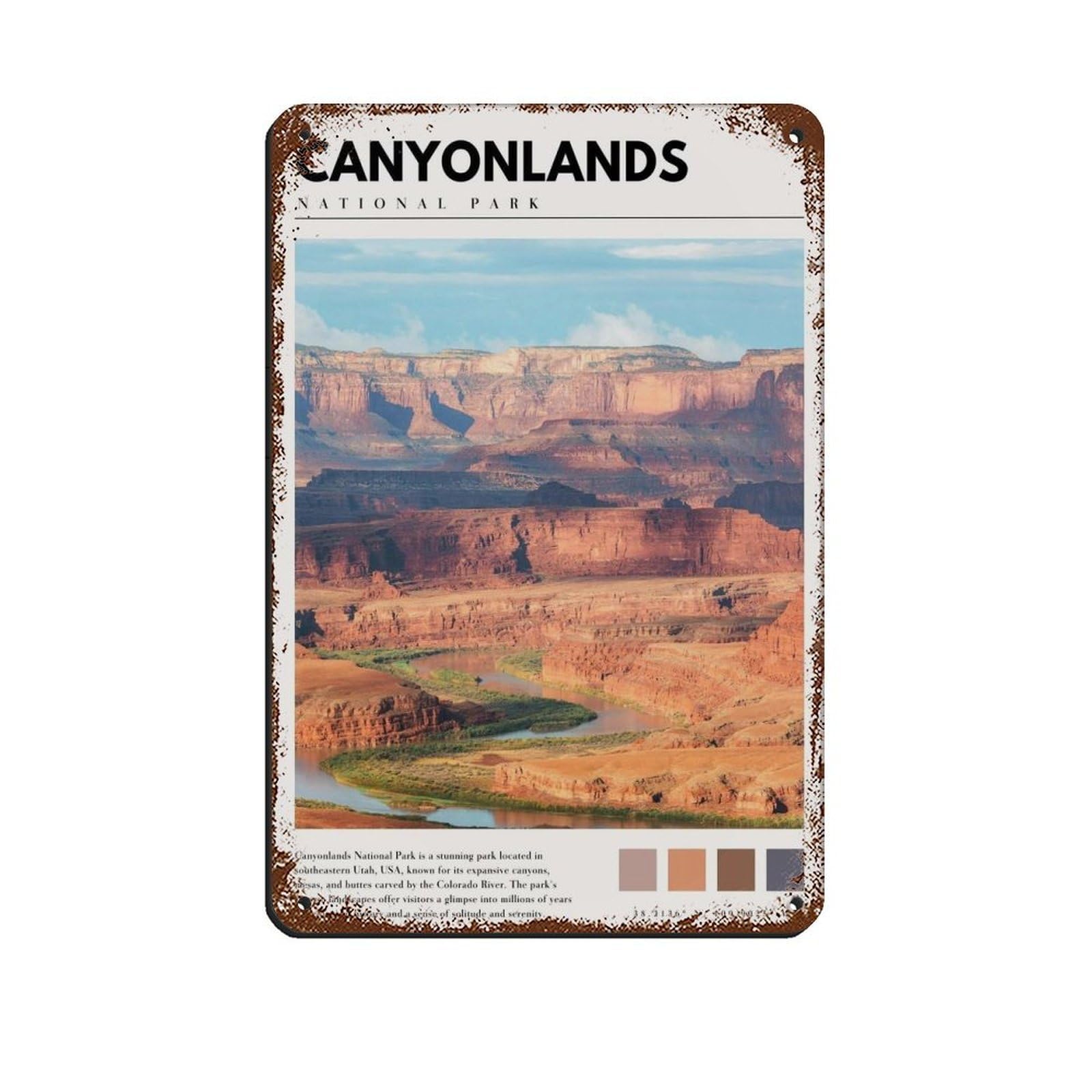 Canyonlands National Park Poster Retro Poster Metal Tin Sign Chic Art Retro Iron Painting Bar People Cave Cafe Family Garage Poster Wall Decoration 8x12inch(20x30cm)
