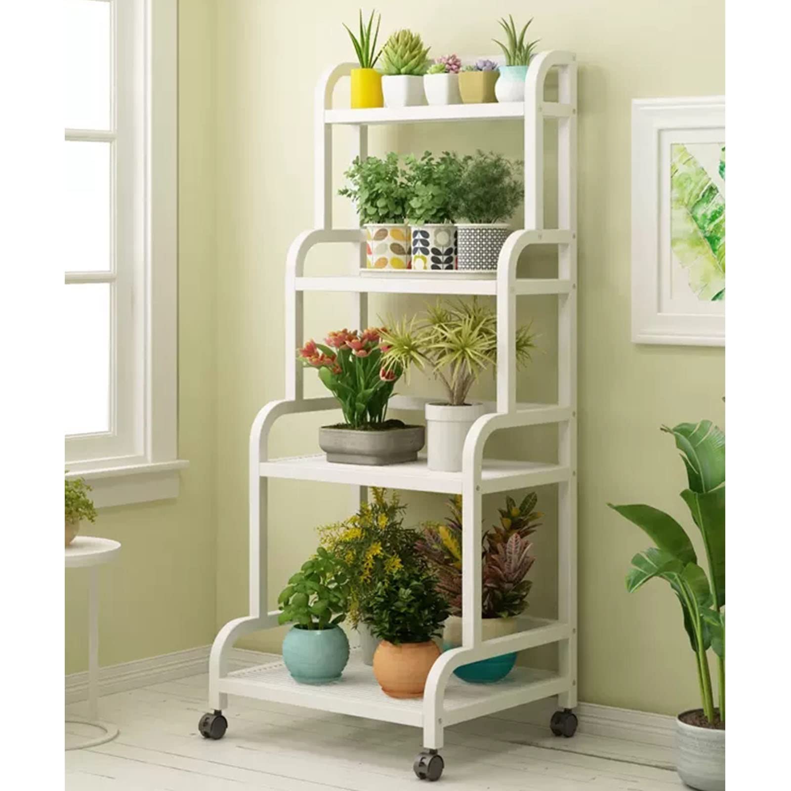 Support à 4 étages pour plantes d'intérieur - Support en fer pour balcon - Échelles pour plantes d'intérieur