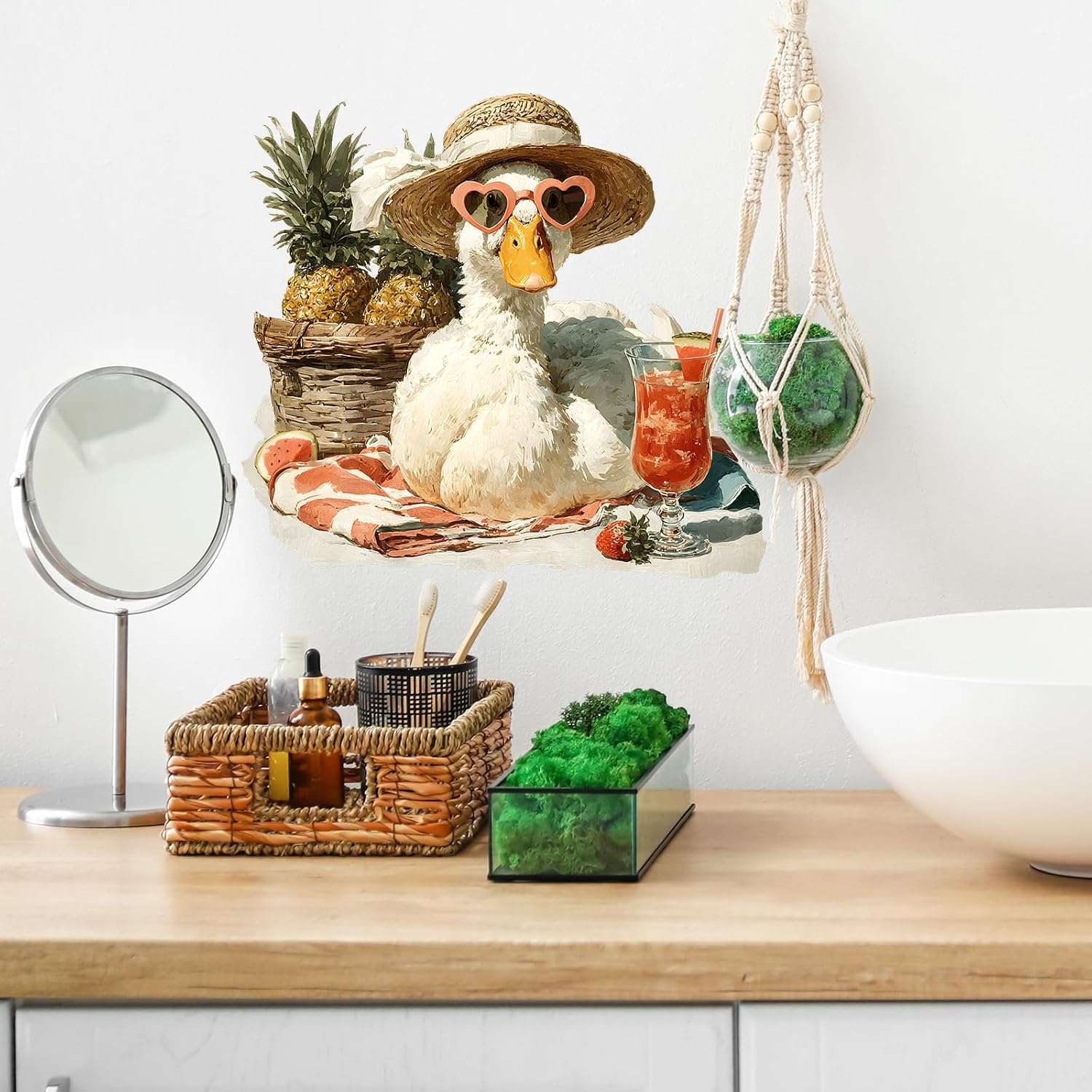 Duck with Straw Hat Wall Decals Bird Animal Wall Stickers