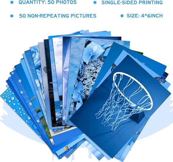 WOONKIT Blue Wall Collage Kit - Aesthetic Pictures, Room Decor for Teen Girls, 50pcs 4x6 inch