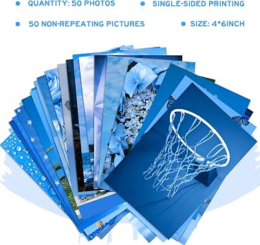 WOONKIT Blue Wall Collage Kit - Aesthetic Pictures, Room Decor for Teen Girls, 50pcs 4x6 inch