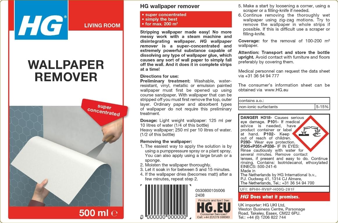 HG Wallpaper Remover 500 ml – is a fast and efficient wallpaper remover which dissolves all types of wallpaper adhesive quickly