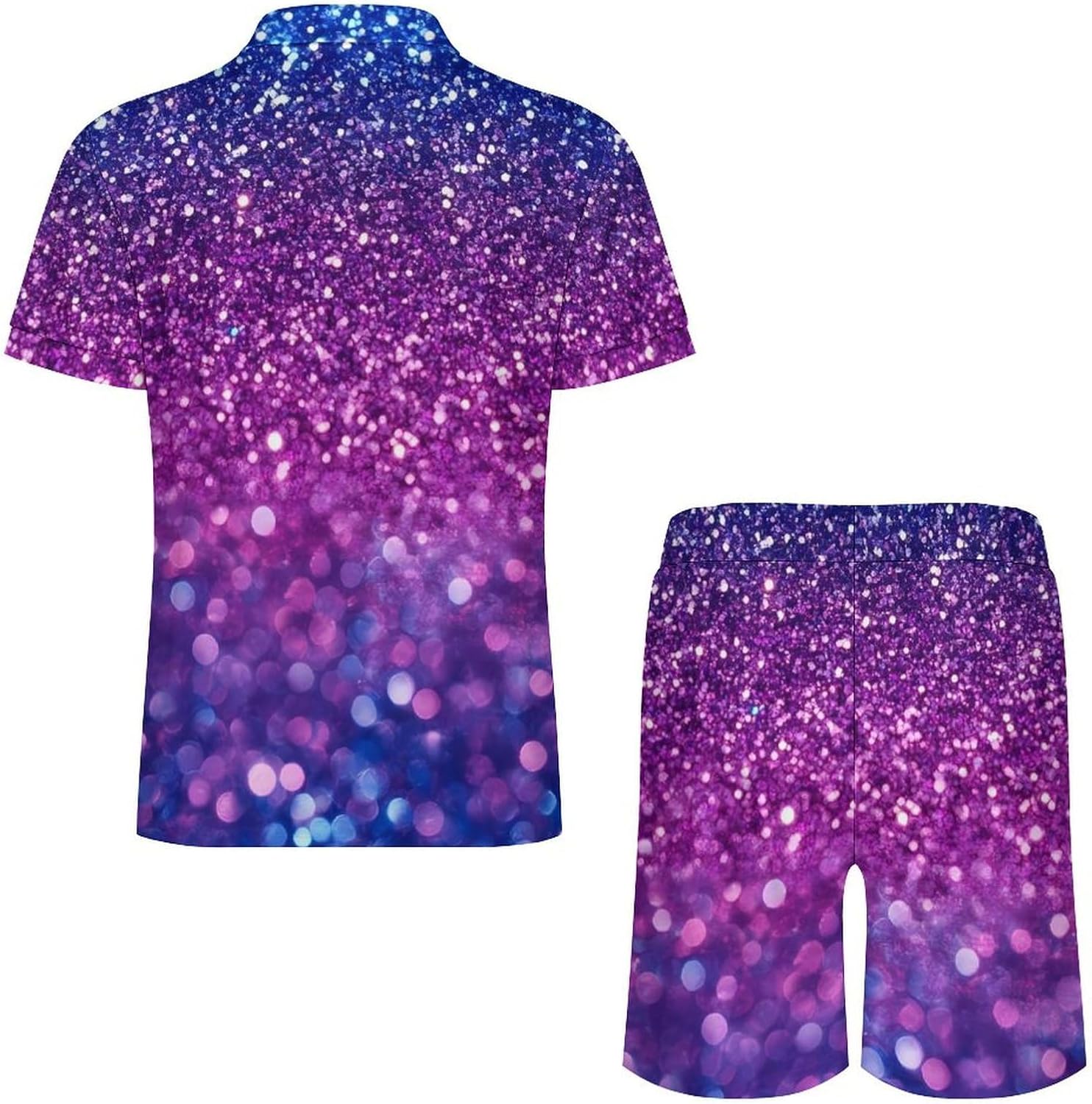 Diamond Purple Mens Polo Shirts Track Suits 2 Piece Short Sleeve Sweatsuit 1/4 Zip Golf Loungewear for Sports