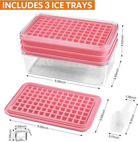 Miniatura 10 de Mini bandeja para cubitos de hielo con tapa y contenedor, 273 bandejas para cubitos de hielo para congelador, molde para cubitos de hielo, moldes