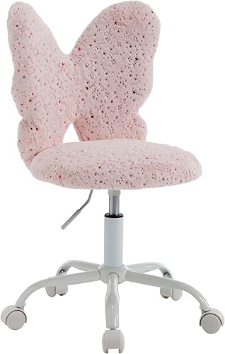 Miniatura 9 de Silla de Escritorio para Niños Silla de Estudiantes para Niñas Silla de Estudio Silla de Computadora Ajustable Silla Giratoria Peluda para Oficina
