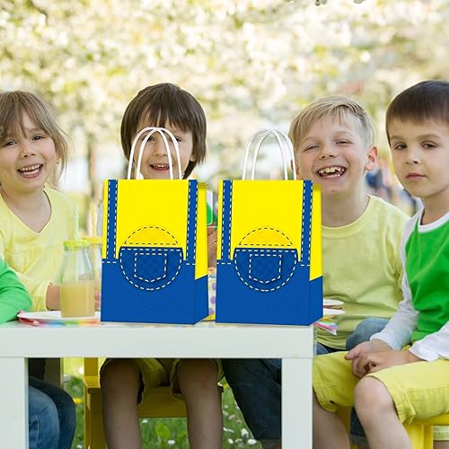 Miniatura 4 de Nuwontun 16 bolsas amarillas de regalo de dibujos animados, decoración de fiesta de cumpleaños de dibujos animados amarillos