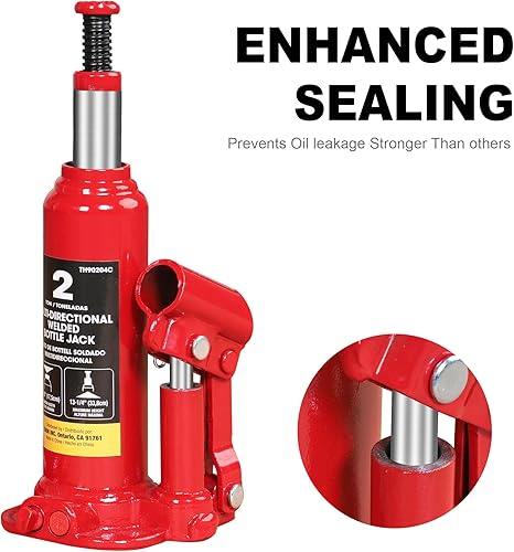 Miniatura 4 de BIG RED T90203C Torin - Gato hidráulico soldado para auto con uso vertical y horizontal: capacidad de 2 toneladas (4,000 libras), color rojo