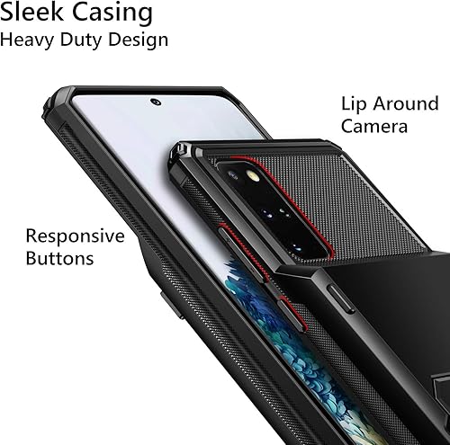 Miniatura 4 de Vofolen Funda tipo cartera para Galaxy S20 para hombres y mujeres, con 4 ranuras para tarjetas de crédito, bolsillo trasero oculto, doble capa,